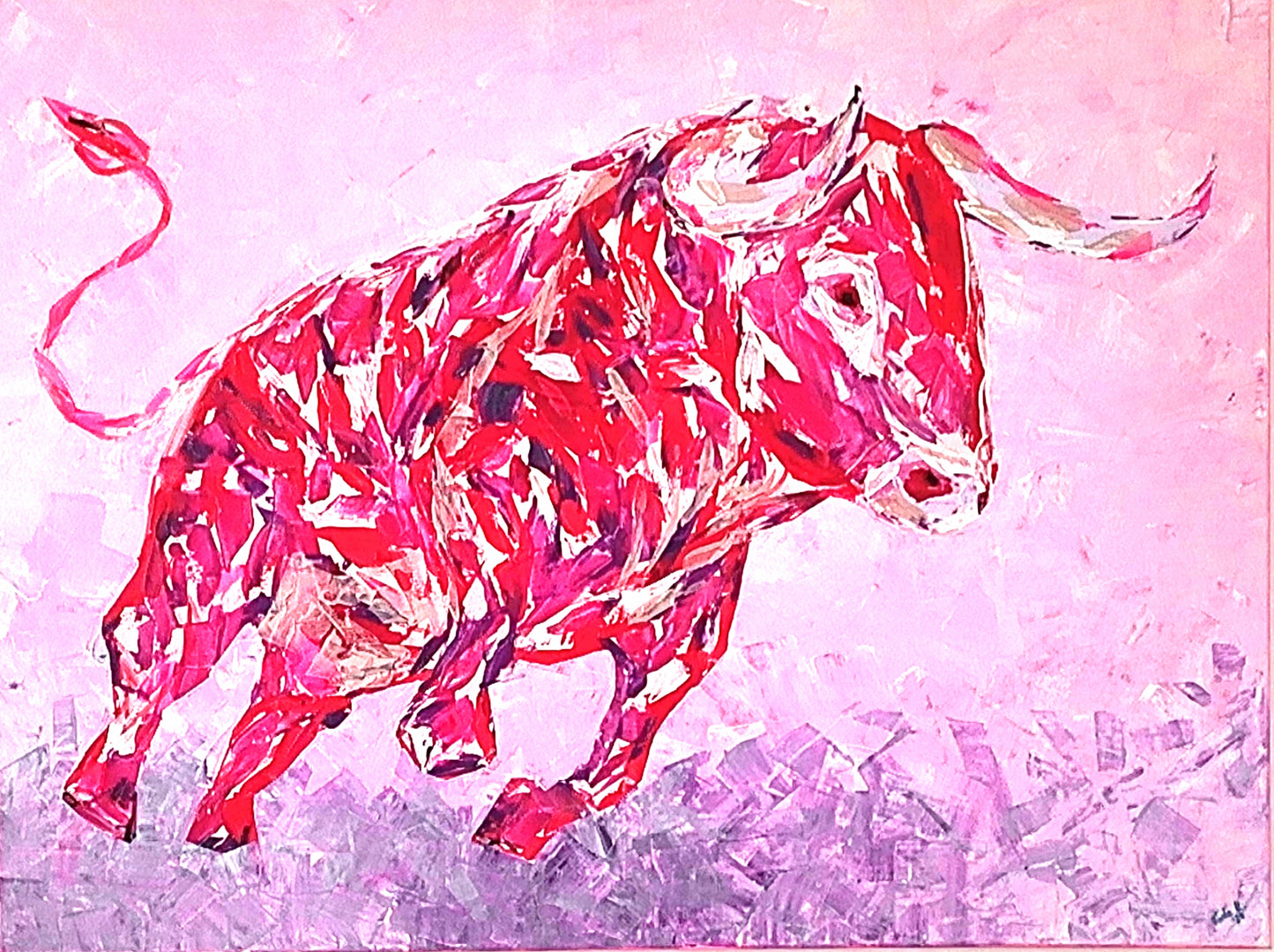 Unique Original Art Painting "Red Beast" Acrylic Paint On Canvas