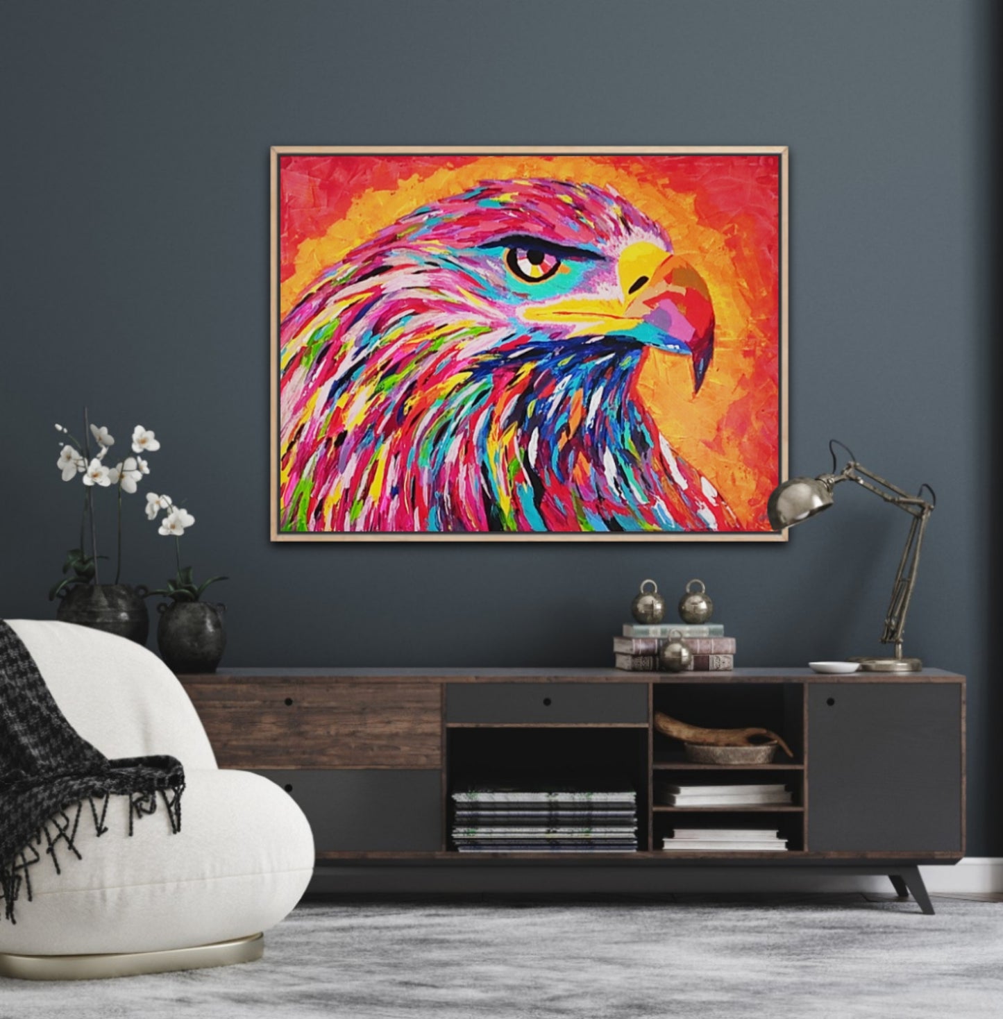Unique Original Painting "The Watcher of Light" Acrylic Paint On Canvas