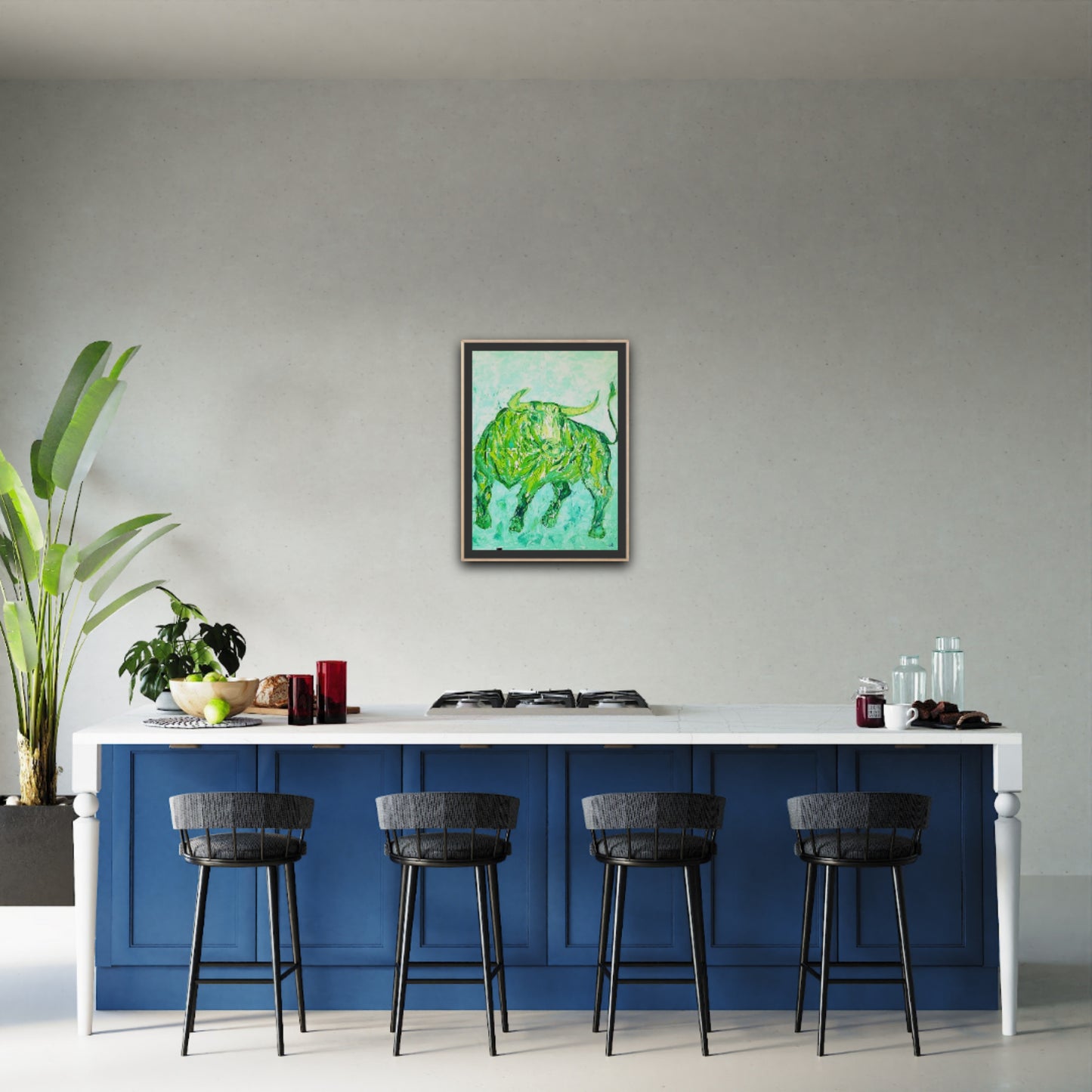 Small Size Original Printed Art On Canvas "Green Taurus" 40cm x 60cm