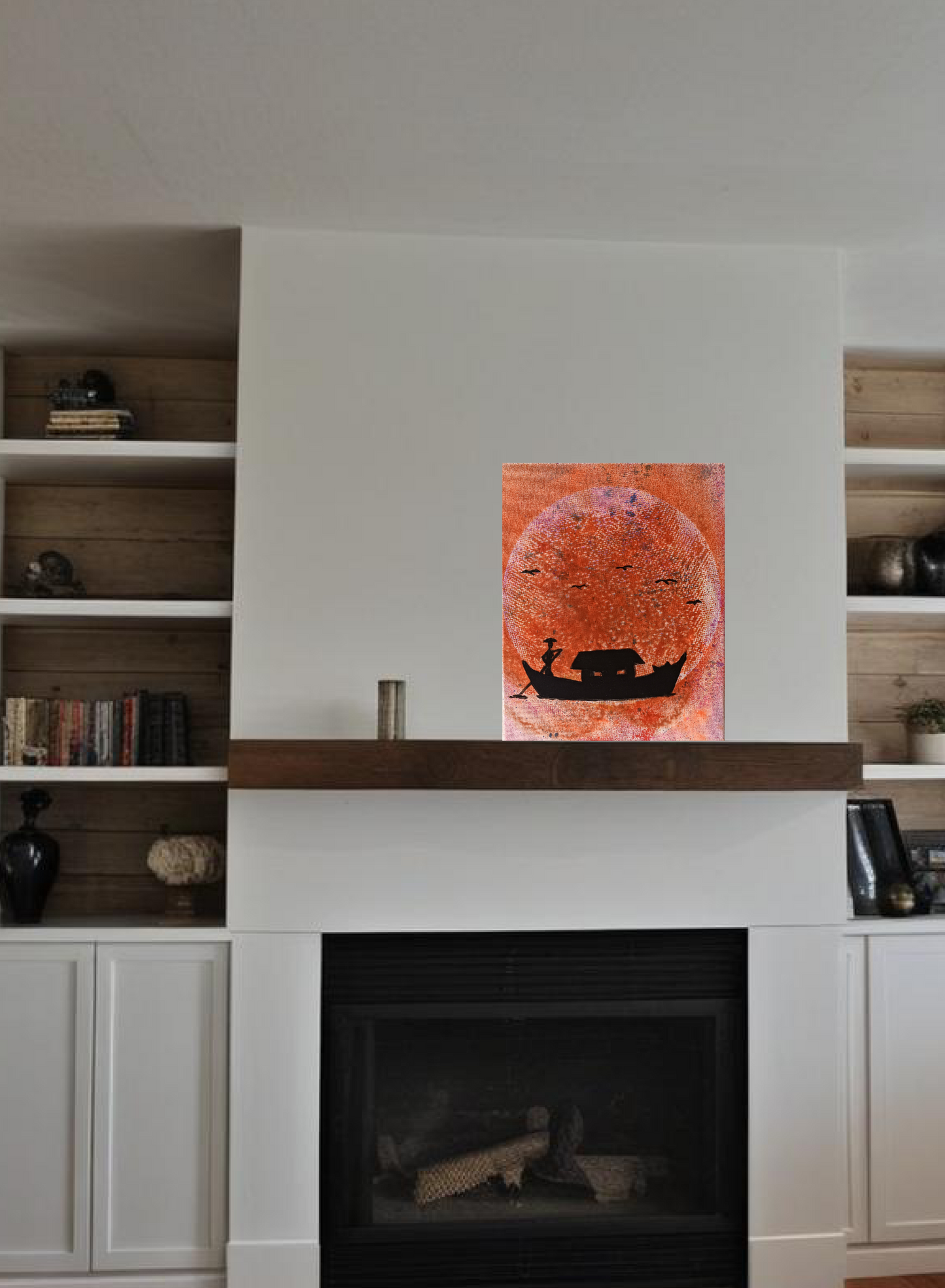 Fisherman's Life Acrylic Paint On Canvas 24cm x30cm.FREE SHIPPING