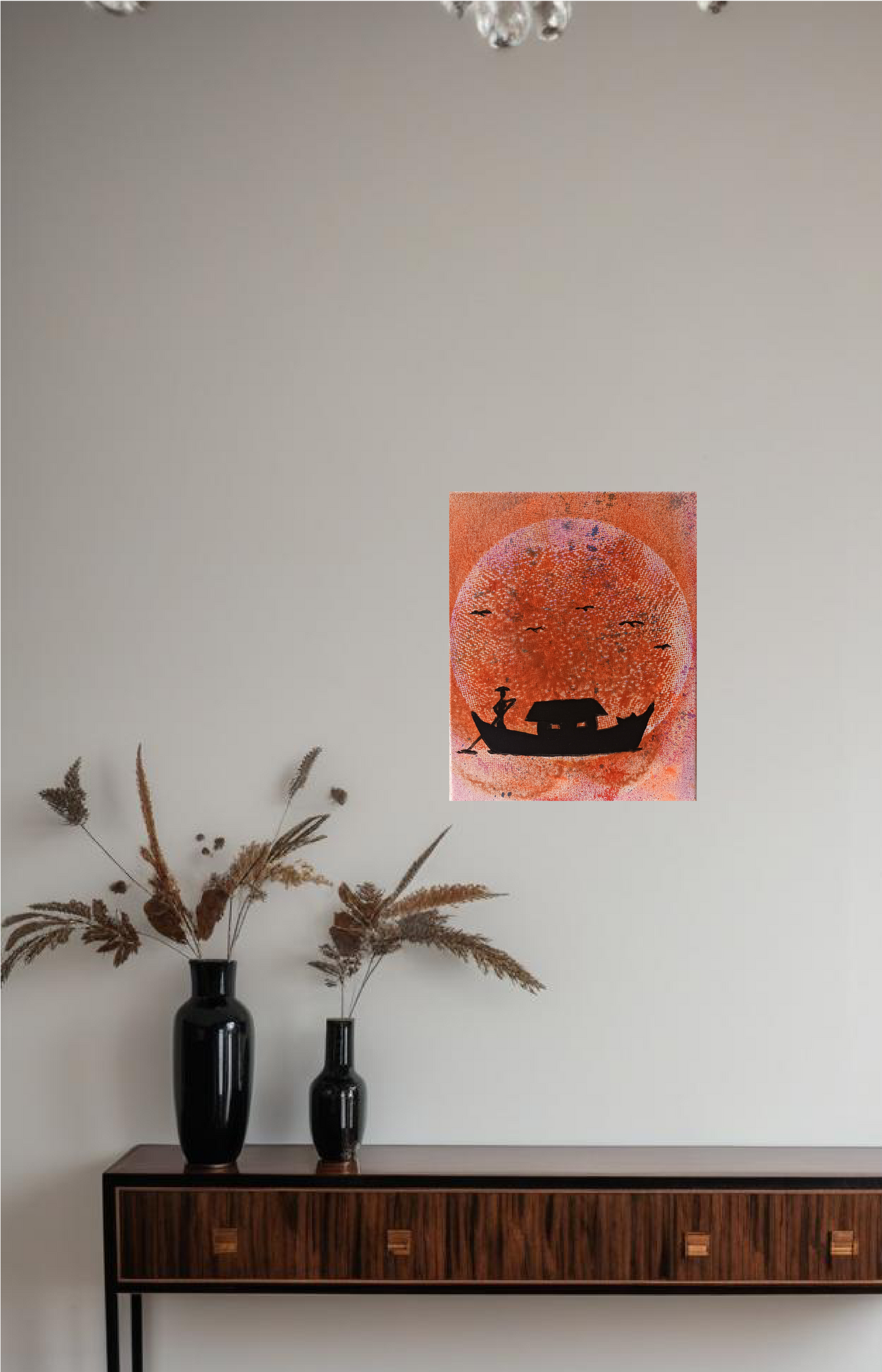 Fisherman's Life Acrylic Paint On Canvas 24cm x30cm.FREE SHIPPING
