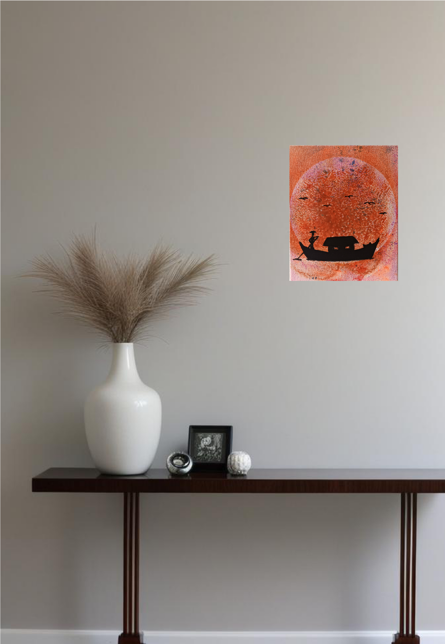 Fisherman's Life Acrylic Paint On Canvas 24cm x30cm.FREE SHIPPING