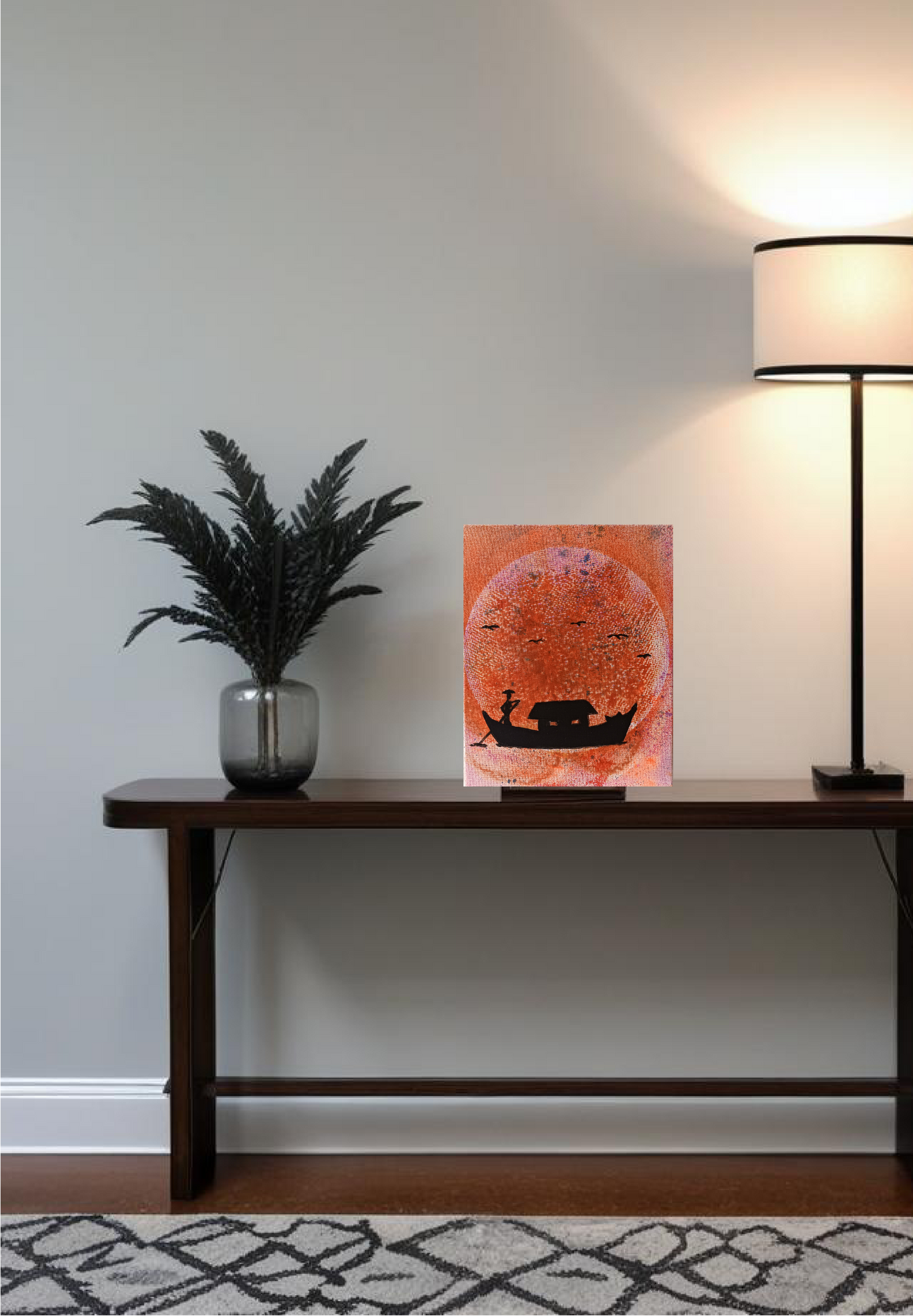 Fisherman's Life Acrylic Paint On Canvas 24cm x30cm.FREE SHIPPING