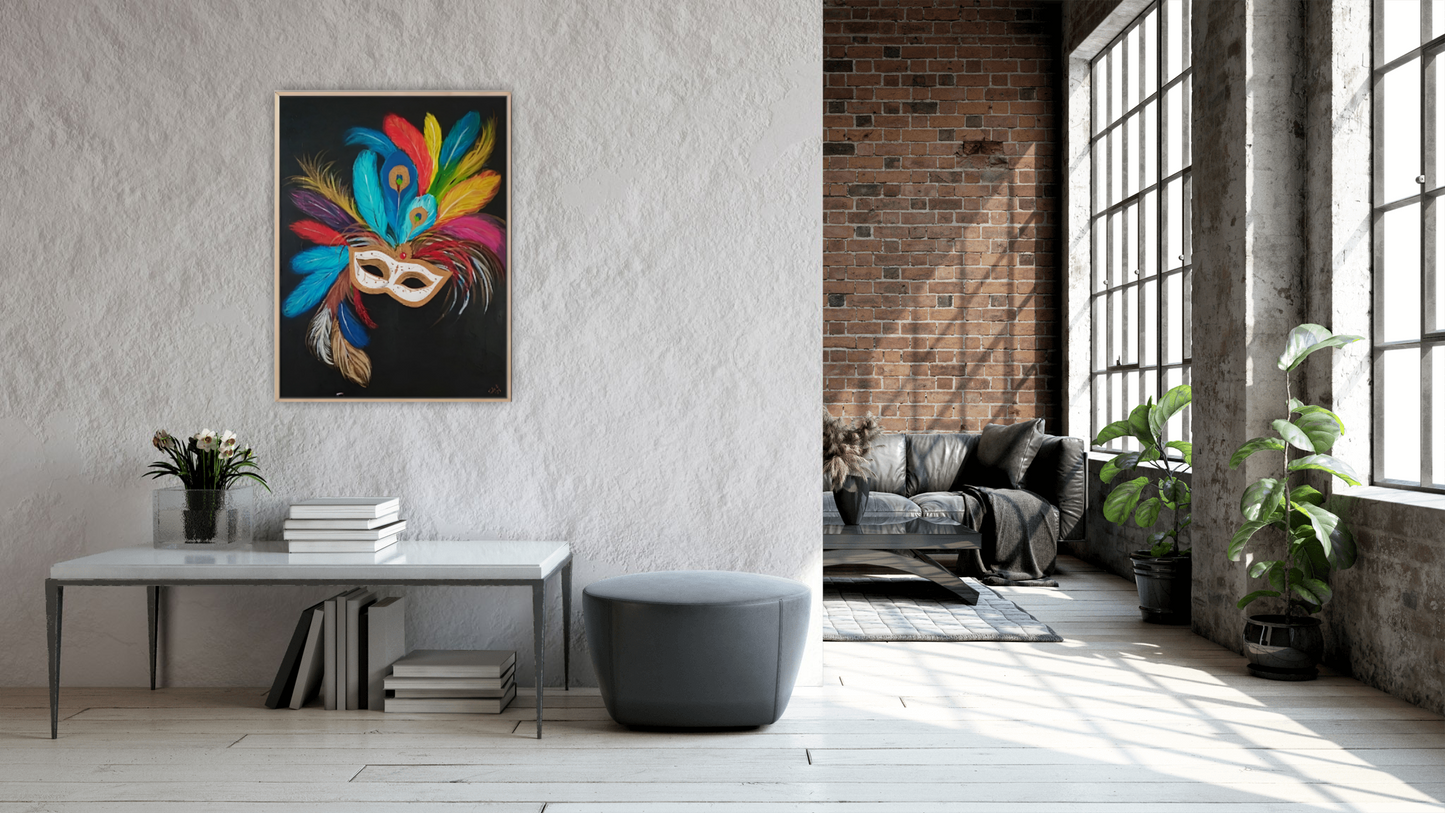 Medium Size Original Printed Art On Canvas "Silent Gaze" 90cm x 60cm