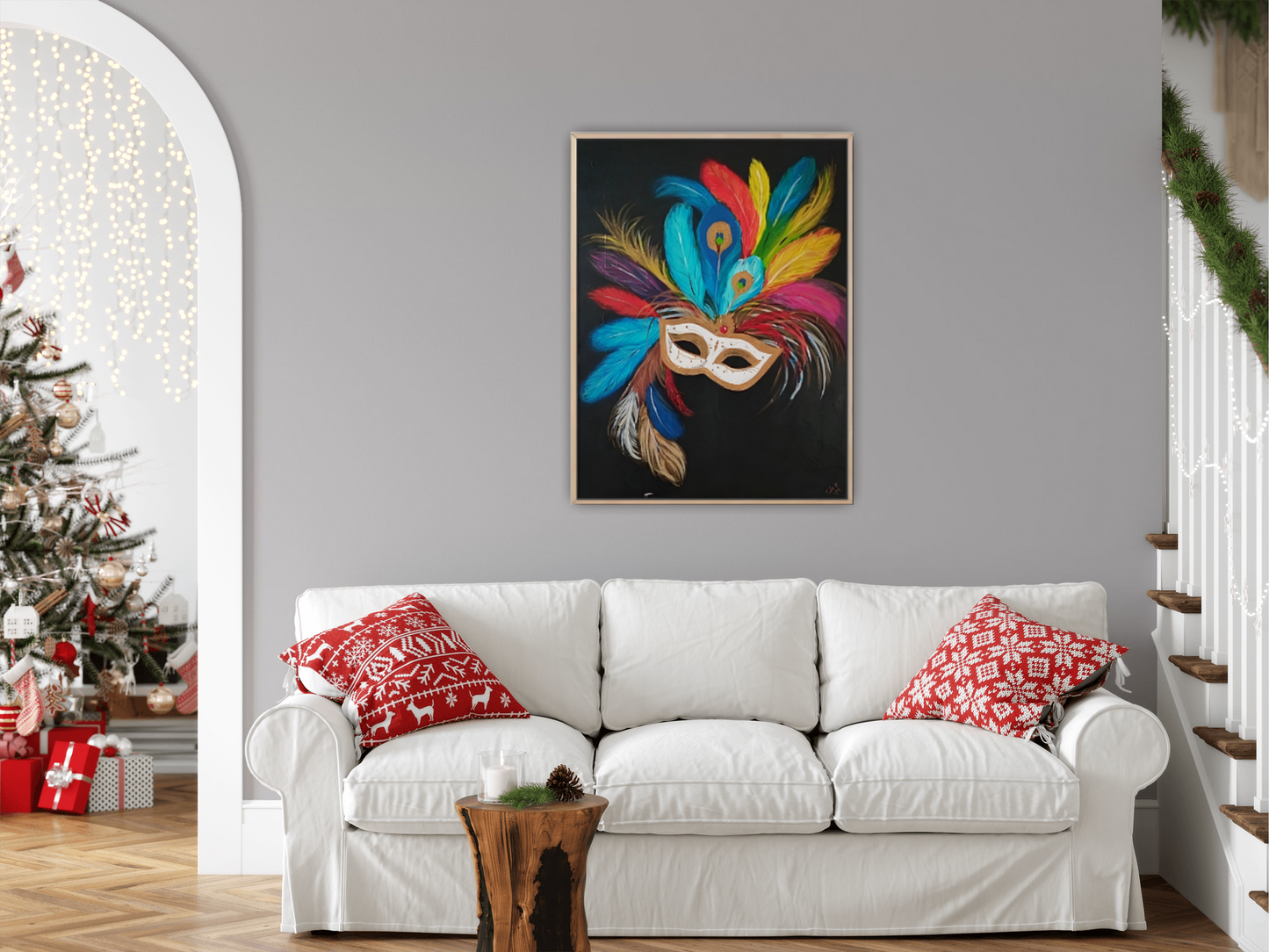 Medium Size Original Printed Art On Canvas "Silent Gaze" 90cm x 60cm