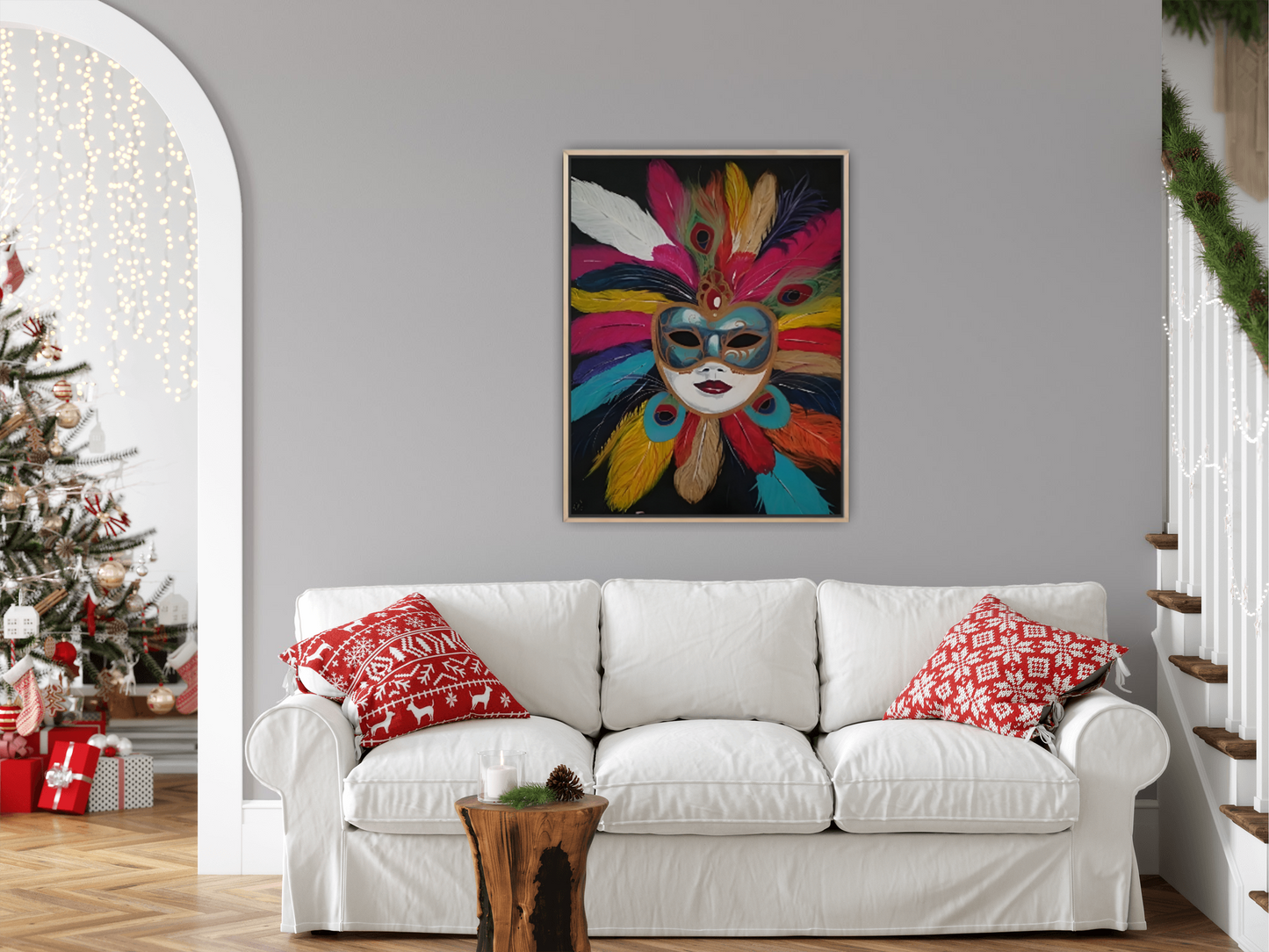 Medium Size Original Printed Art On Canvas "Veil Of Secrets" 90cm x 60cm