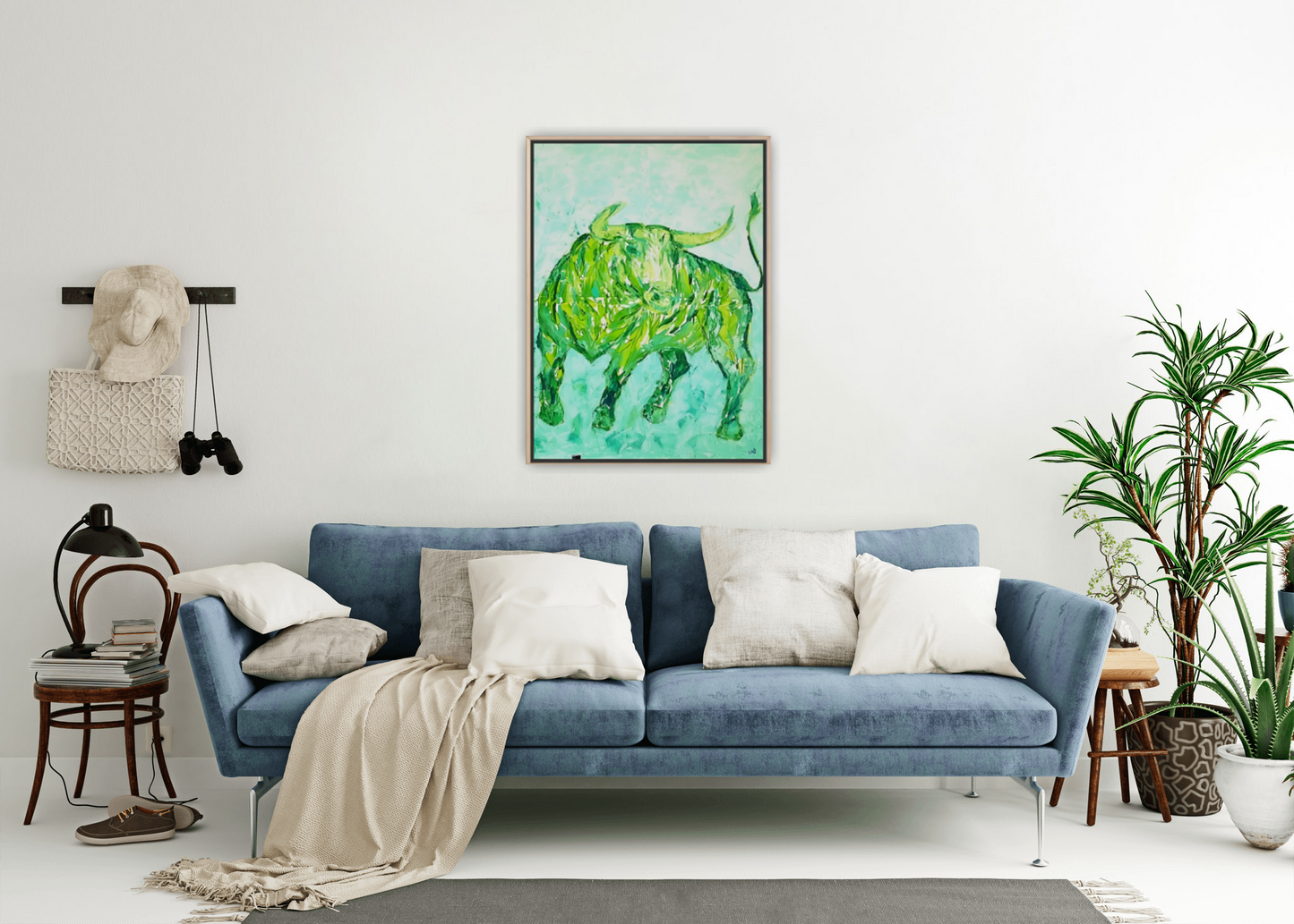 Medium Size Original Printed Art On Canvas "Green Taurus" 90cm x 60cm