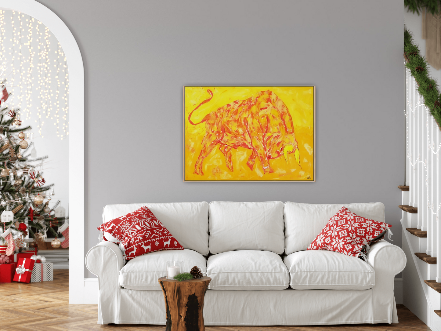 Medium Size Original Printed Art On Canvas "Golden Force" 90cm x 60cm