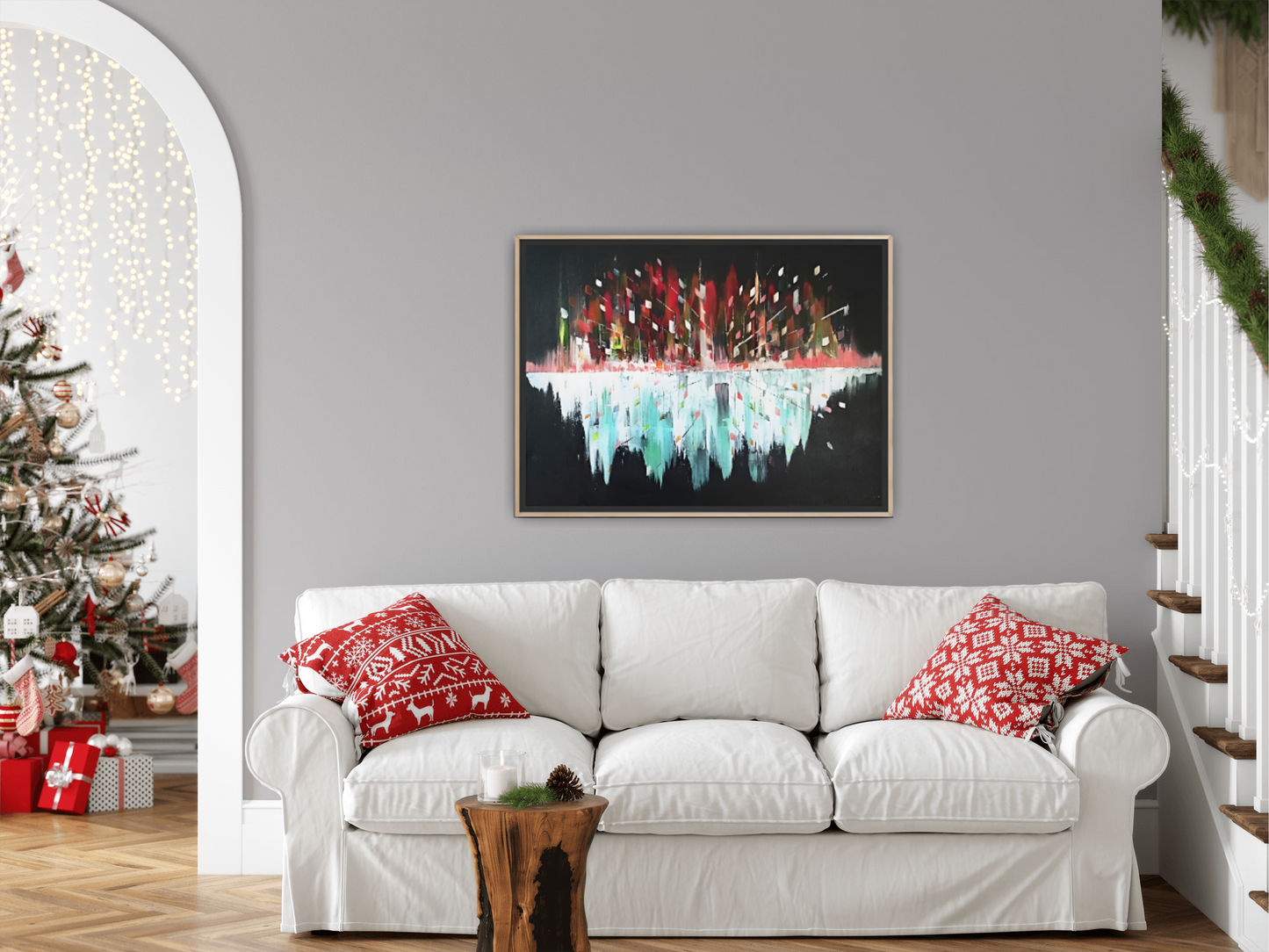 Medium Size Original Printed Art On Canvas "Midnight Pulse" 90cm x 60cm