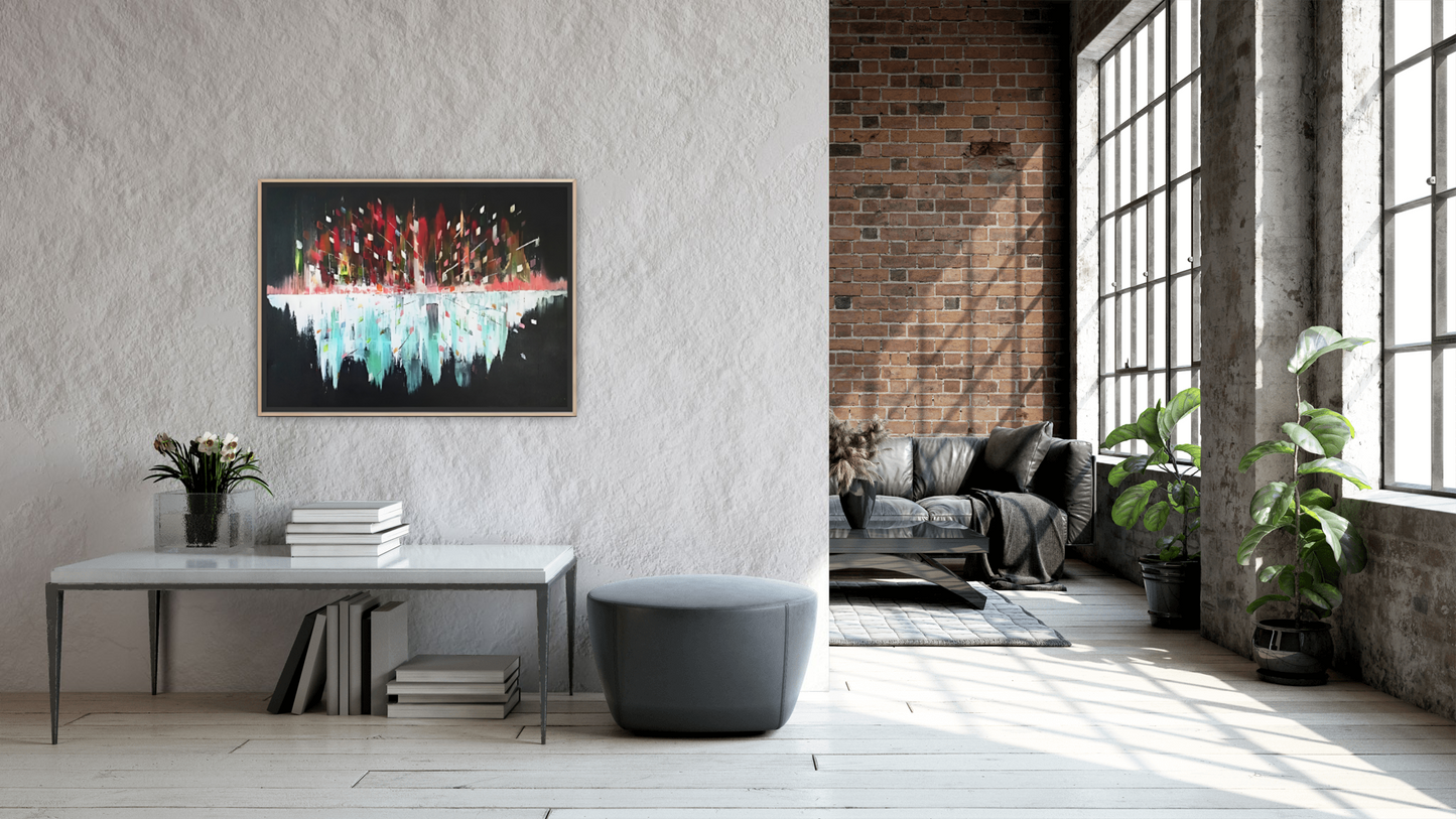 Medium Size Original Printed Art On Canvas "Midnight Pulse" 90cm x 60cm