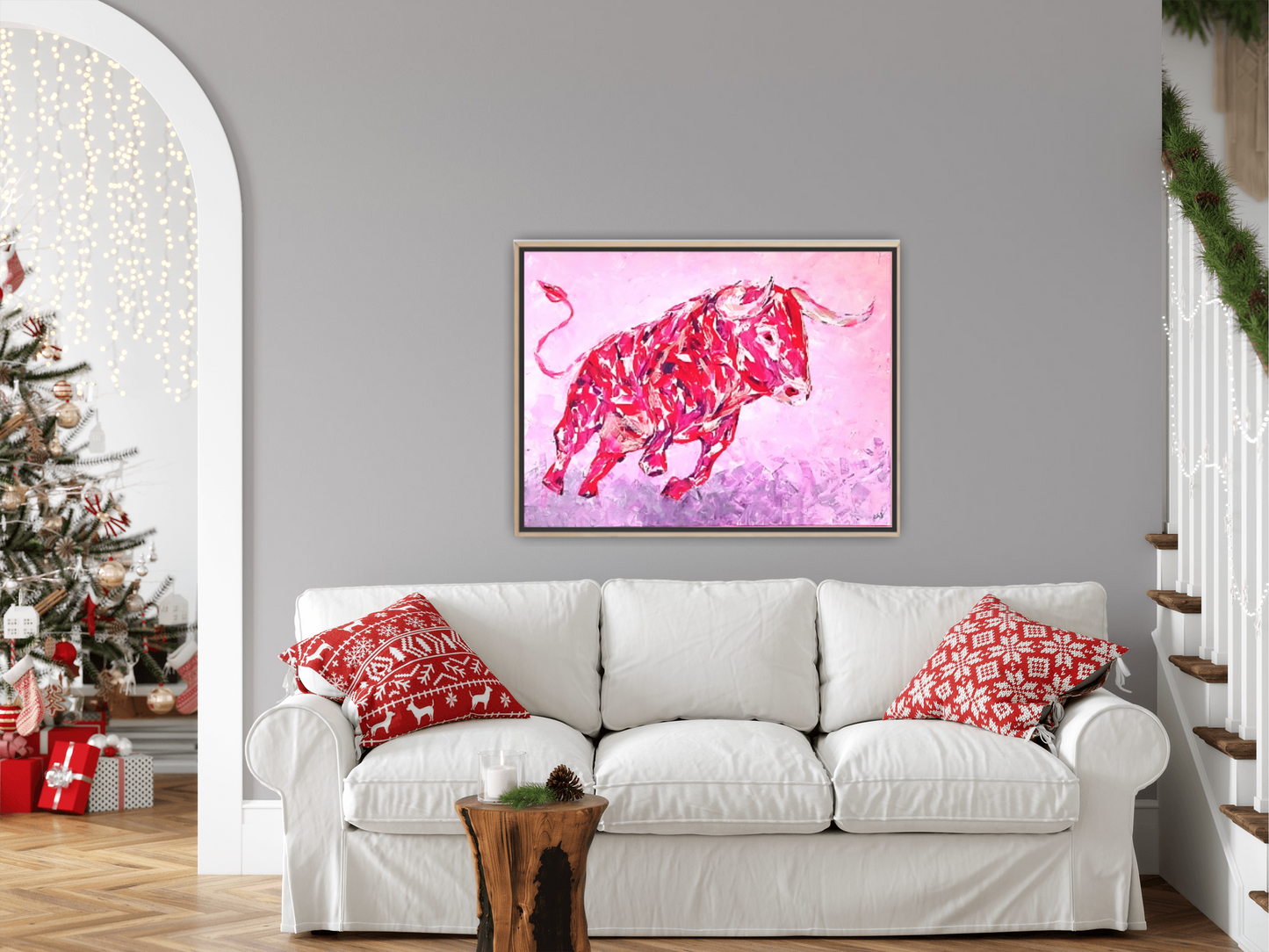 Medium Size Original Printed Art On Canvas "Red Beast" 90cm x 60cm