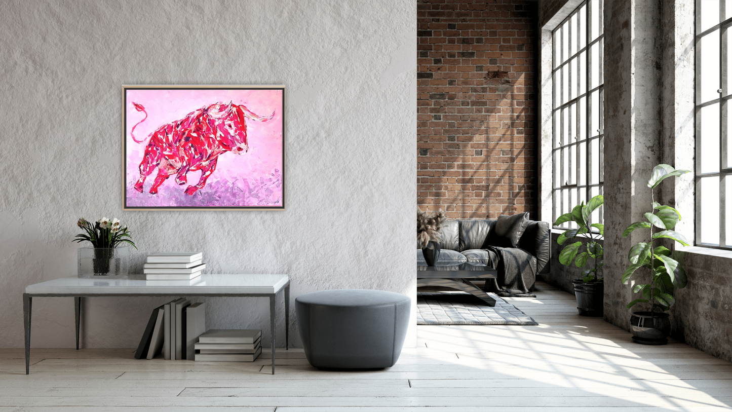 Medium Size Original Printed Art On Canvas "Red Beast" 90cm x 60cm