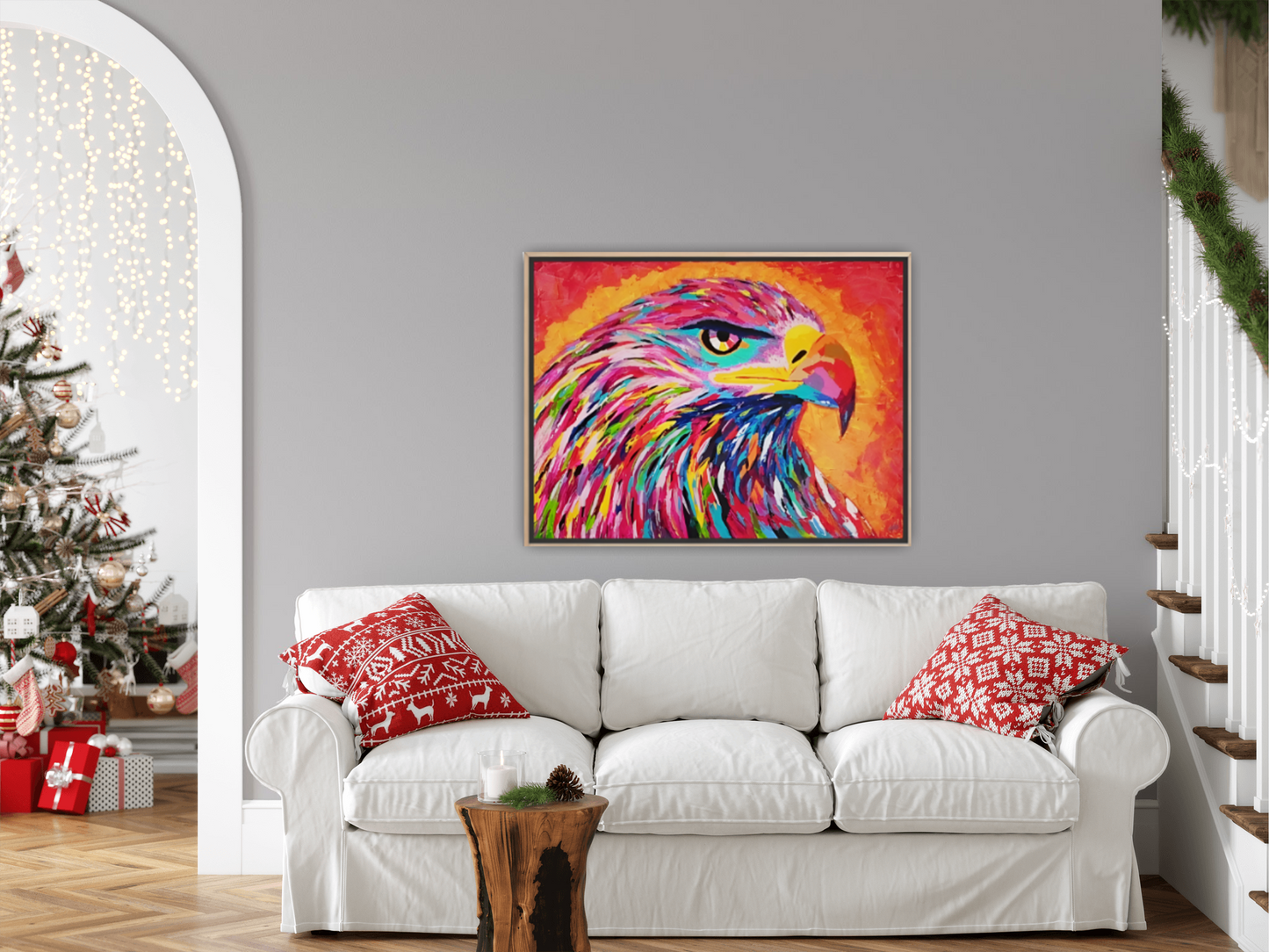 Medium Size Original Printed Art On Canvas "The Watcher Of Light" 90cm x 60cm