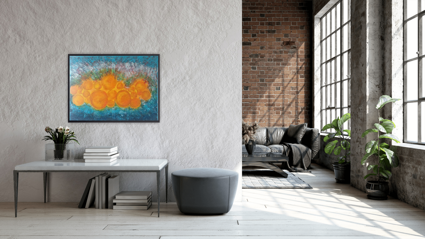 Medium Size Original Printed Art On Canvas "Echoes Of The Sun" 90cm x 60cm