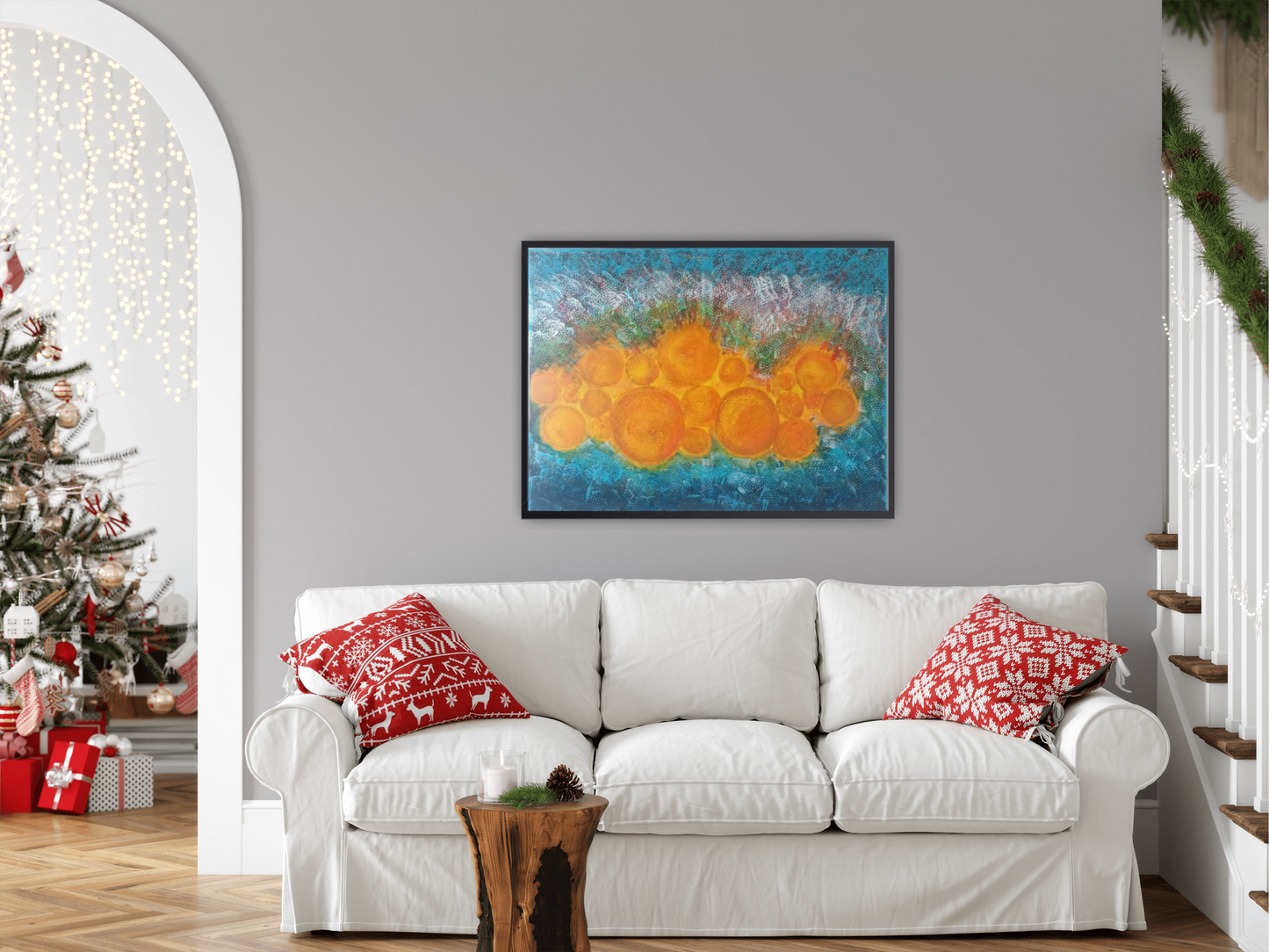 Medium Size Original Printed Art On Canvas "Echoes Of The Sun" 90cm x 60cm
