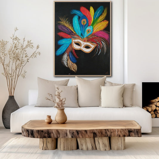 Silent Gaze – Venetian Mask (Original Acrylic Painting – 90cm x 120cm)