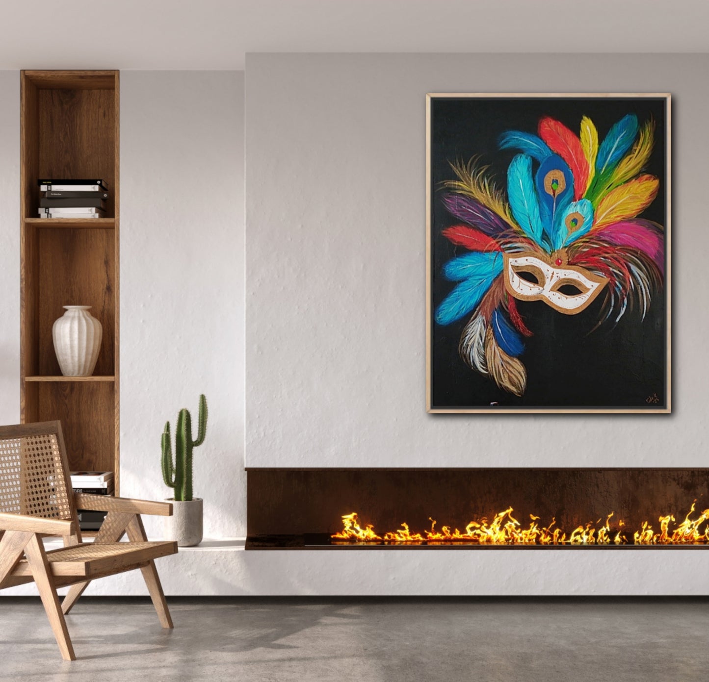 Silent Gaze – Venetian Mask (Original Acrylic Painting – 90cm x 120cm)