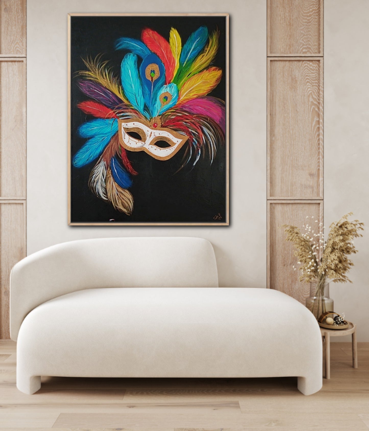 Silent Gaze – Venetian Mask (Original Acrylic Painting – 90cm x 120cm)