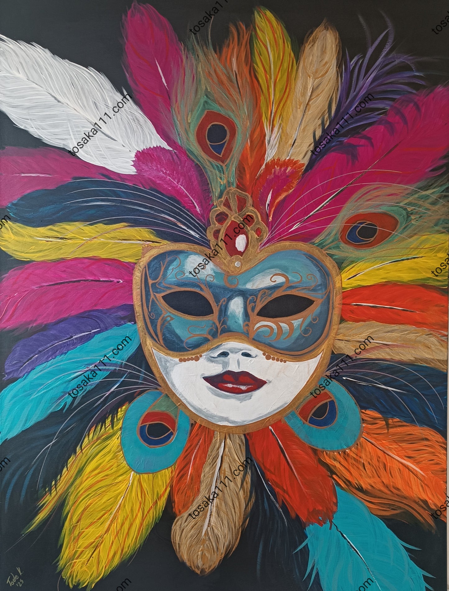 Second Mask Collection "Venetian Mask"Acrylic Paint FREE SHIPPING