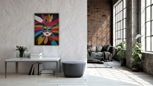 Medium Size Original Printed Art On Canvas "Veil Of Secrets" 90cm x 60cm