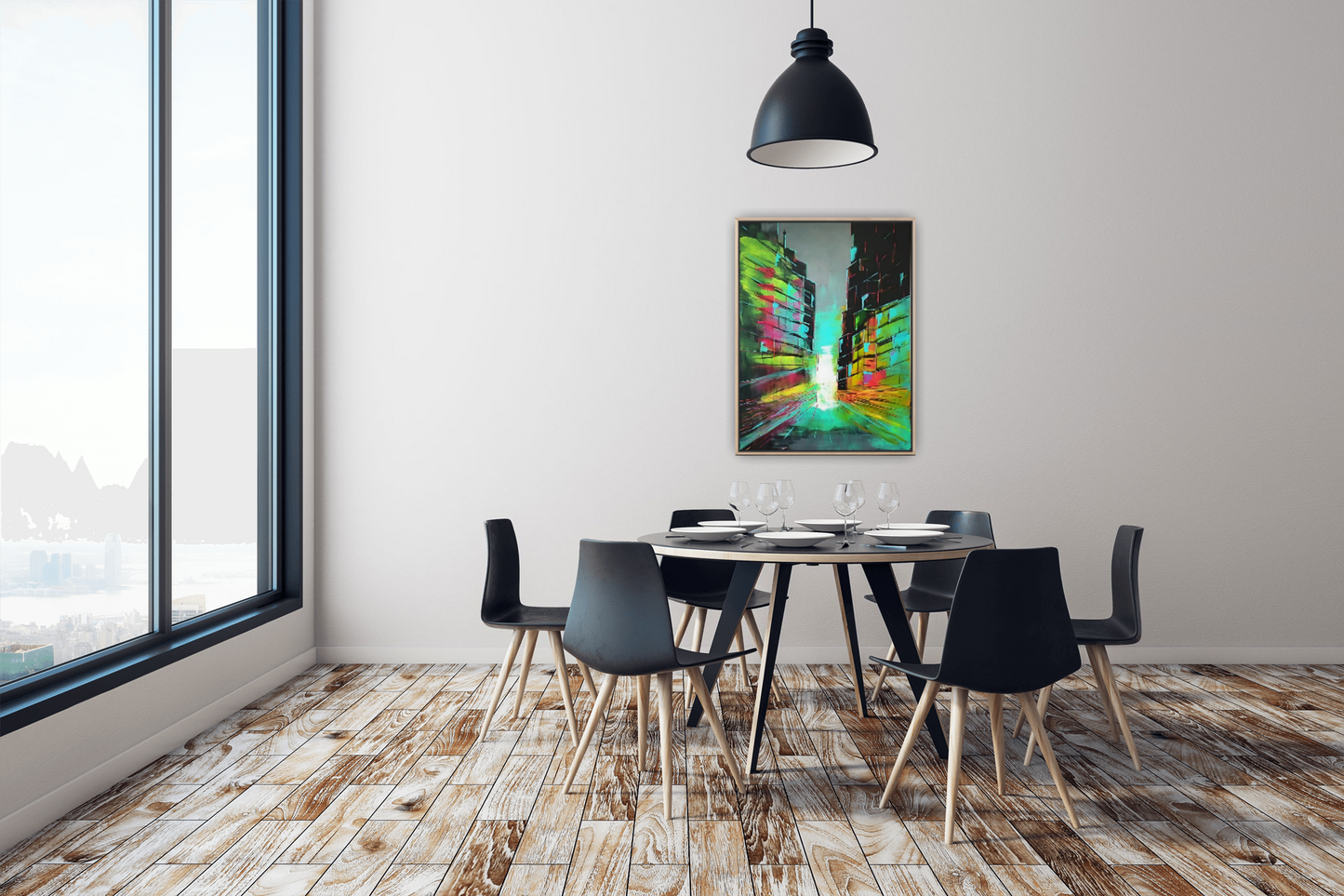 Medium Size Original Printed Art On Canvas "Urban Mirage" 90cm x 60cm