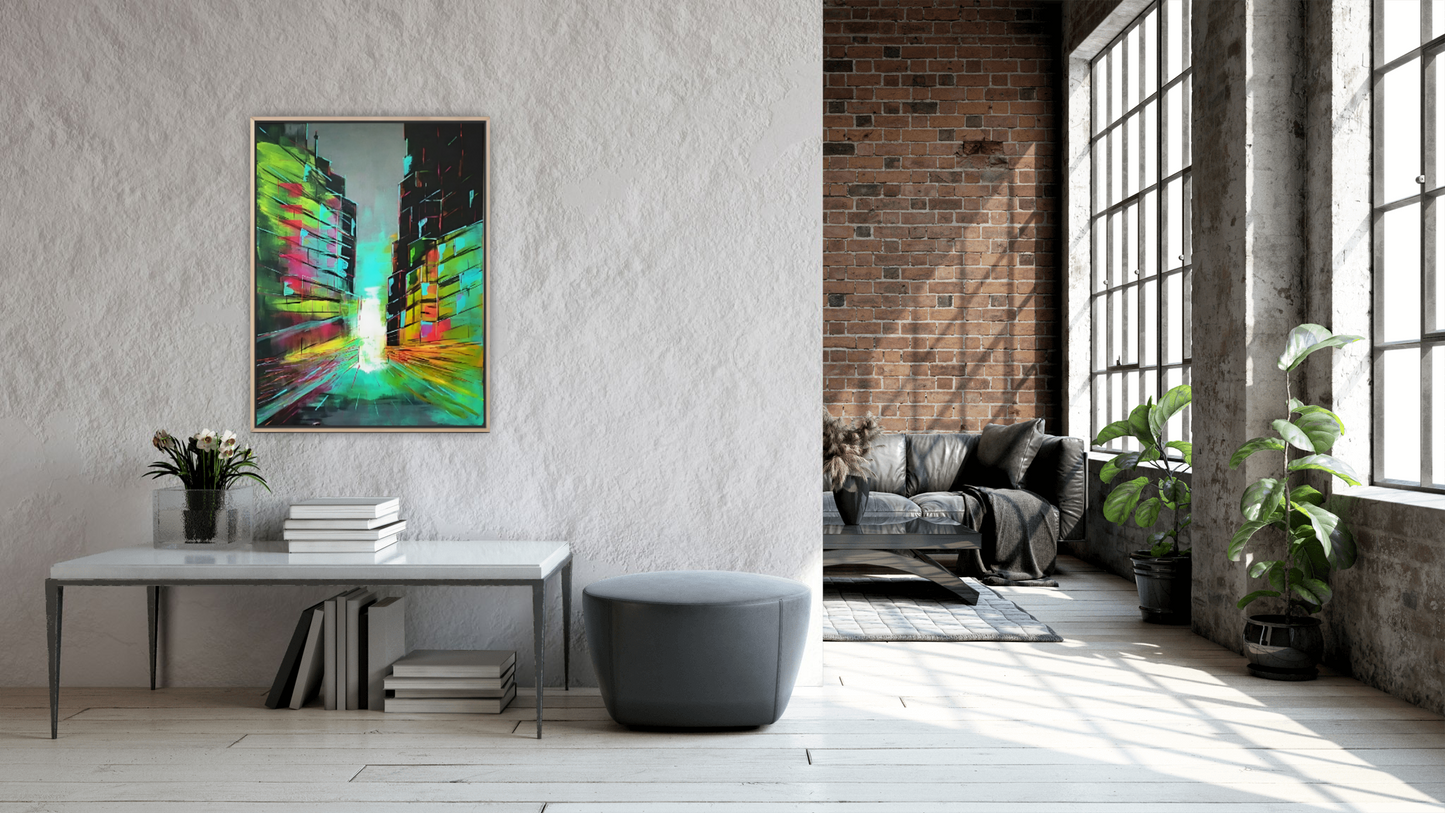 Medium Size Original Printed Art On Canvas "Urban Mirage" 90cm x 60cm