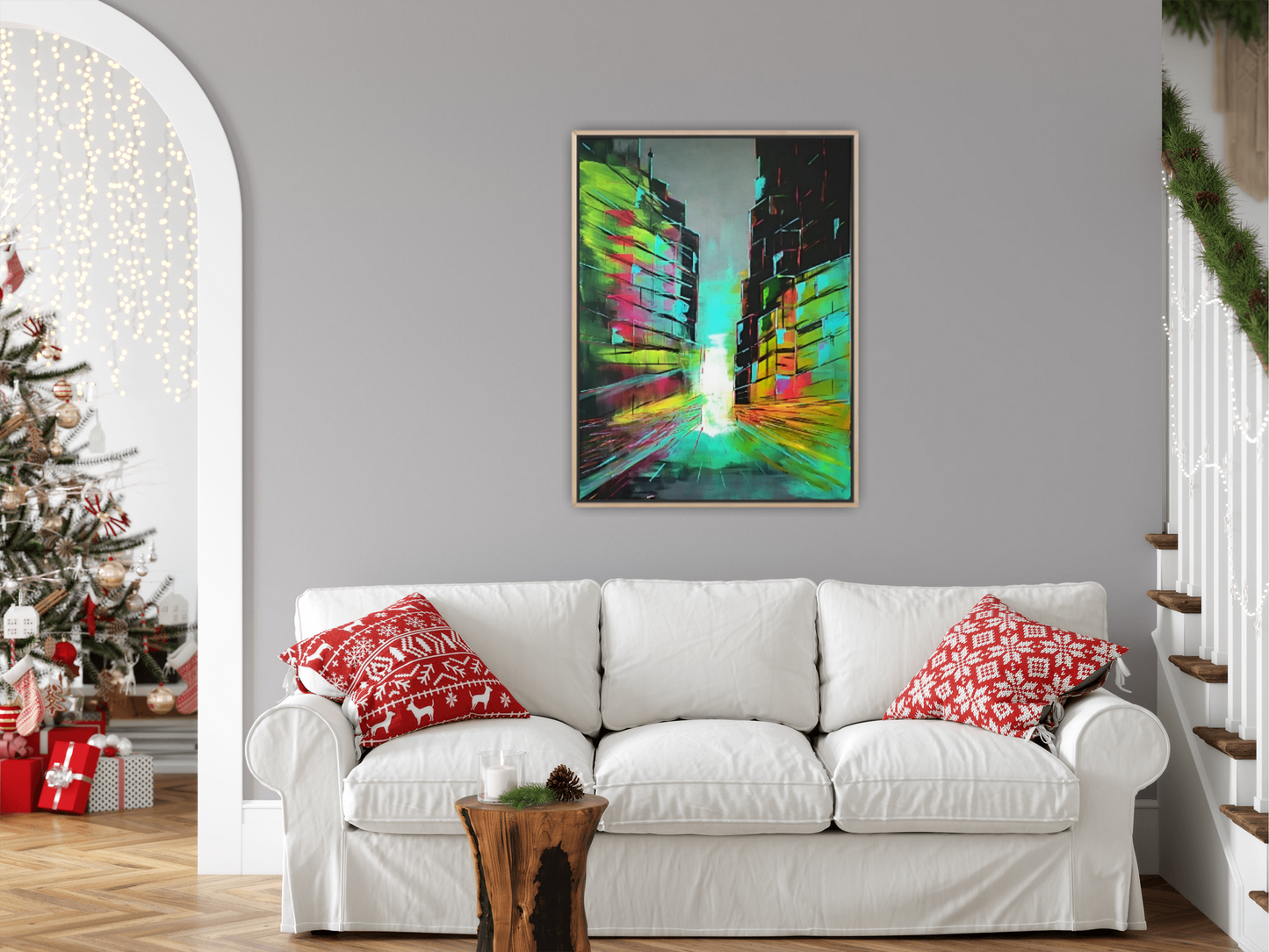 Medium Size Original Printed Art On Canvas "Urban Mirage" 90cm x 60cm