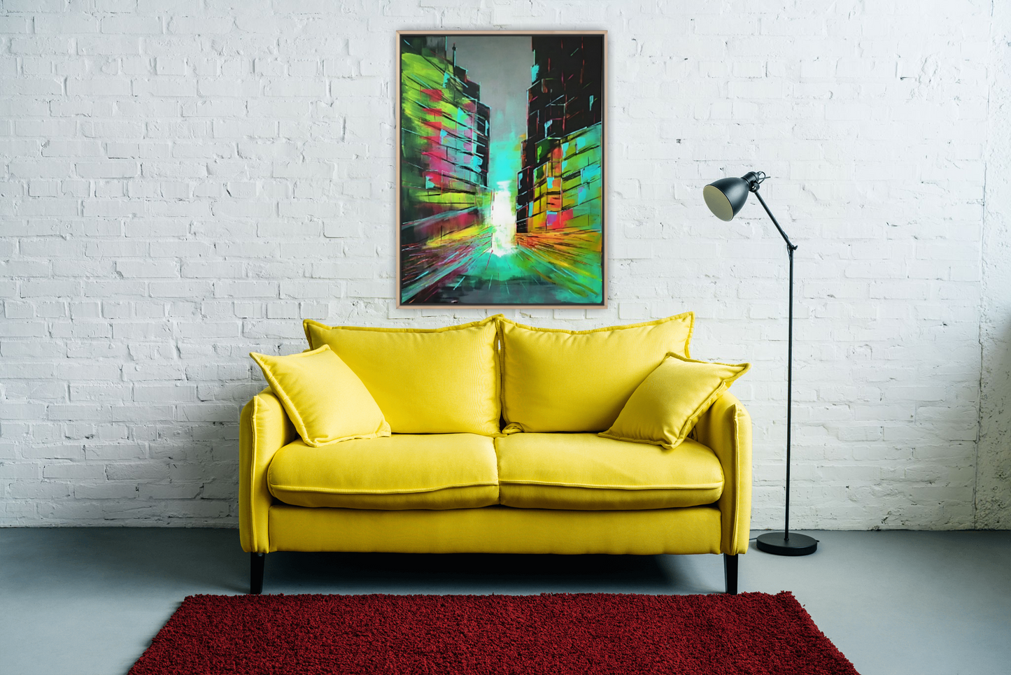 Medium Size Original Printed Art On Canvas "Urban Mirage" 90cm x 60cm