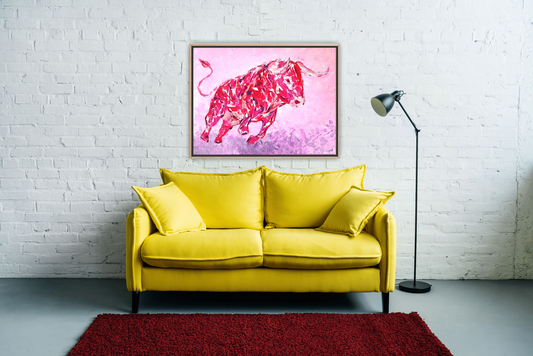 Medium Size Original Printed Art On Canvas "Red Beast" 90cm x 60cm