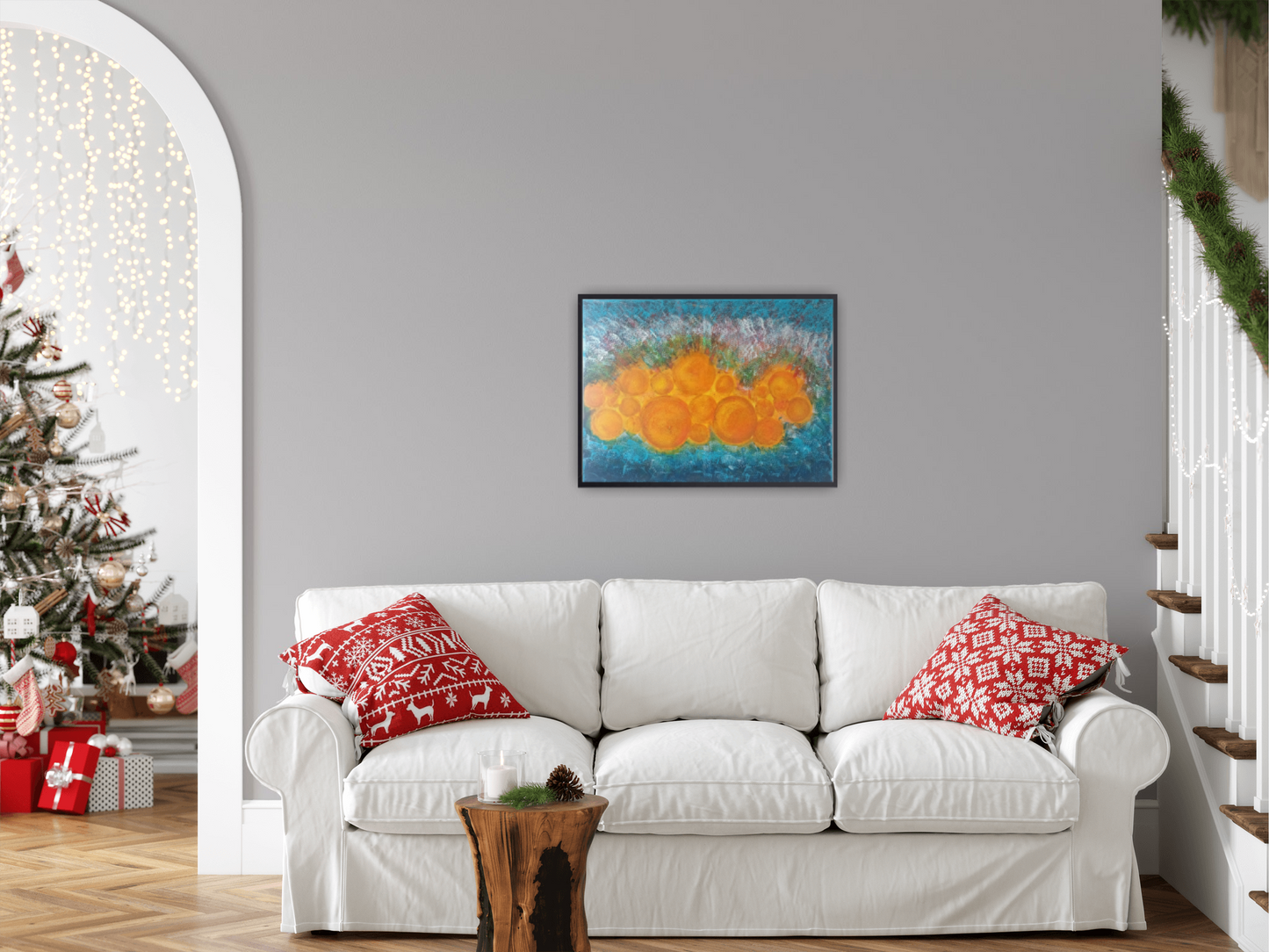 Small Size Original Printed Art On Canvas "Echoes Of The Sun" 40cm x 60cm